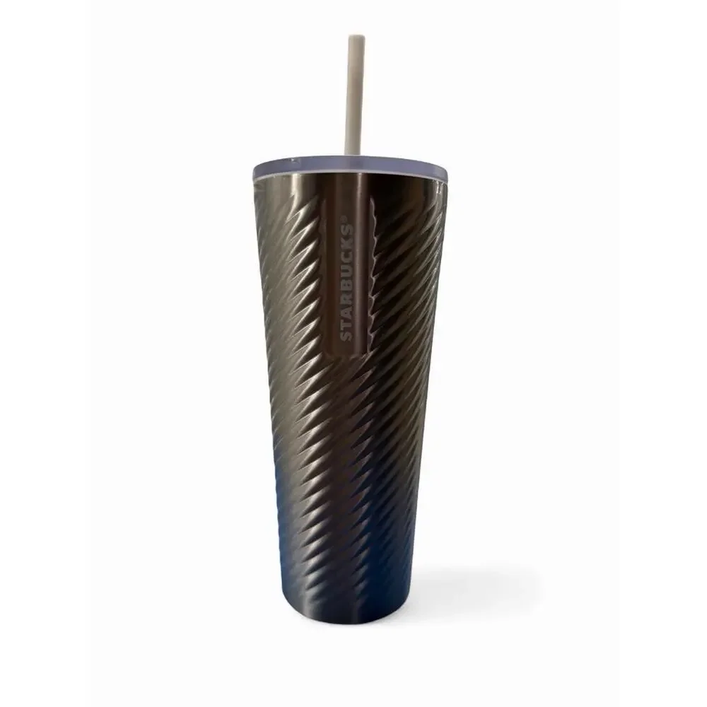Starbucks Stainless Steel Silver Twisted Swirl Textured 24oz Travel Tumbler